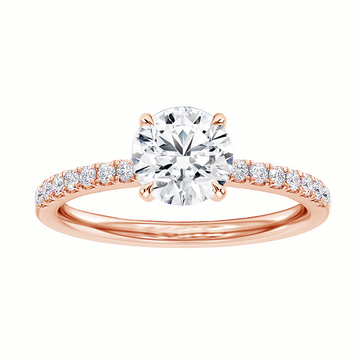 1.33 CT Hidden Halo Round Cut Diamond Engagement Ring in 14k Rose Gold